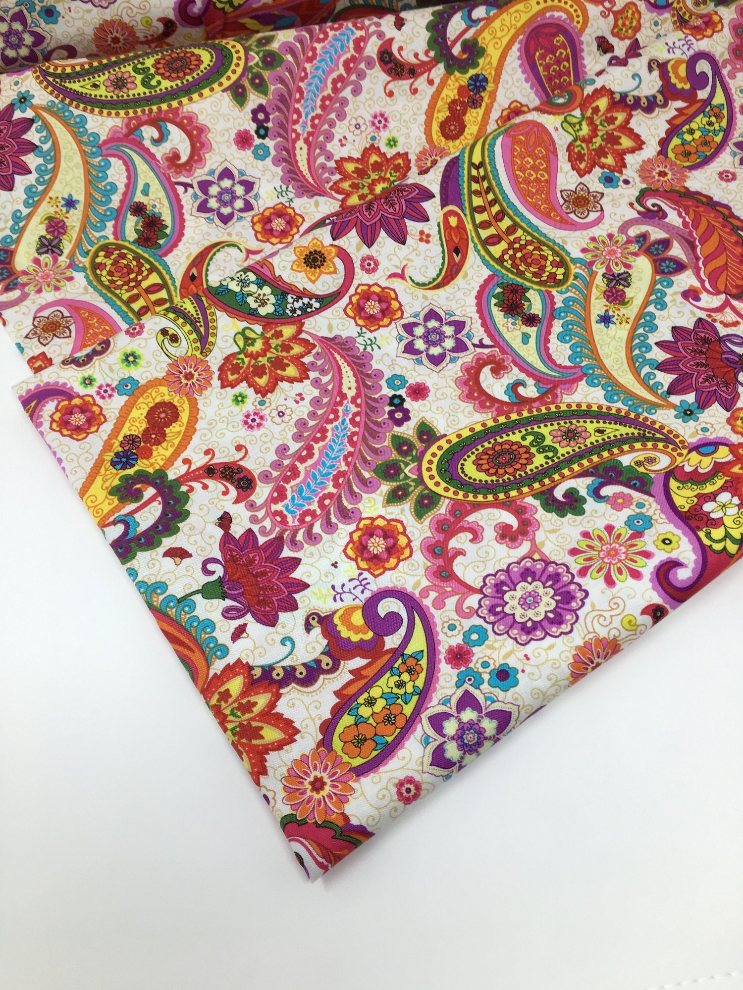 Paisley Fabric Colorful Paisley Fabric by the yard Fat Etsy