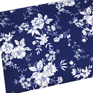 Porcelain Floral Fabric, Fabric by the yard, Quilting, Apparel, 100% Cotton, B1-27