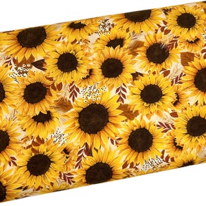 Packed Sunflowers Fabric, Yellow Flowers, Fabric by the yard, Quilting, Fat Quarter, Apparel, 100% Cotton