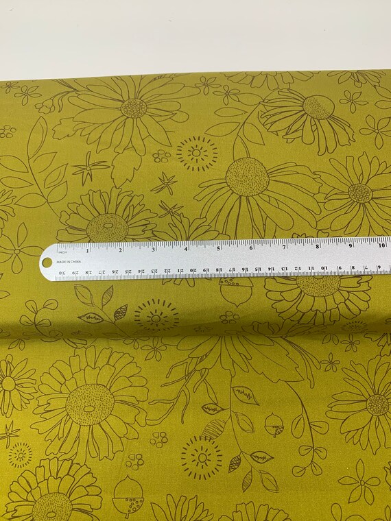 Wide Olive Floral Quilt Backing Fabric 108 Wide Adel Etsy