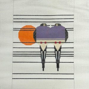 Vintage Birds and Moon Needlepoint Design, 7.5&quot; x 10&quot;, Hand Painted Canvas, Wall Decor