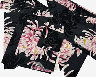 Fabric Scraps Various Pieces 7 oz, Pink Flowers, Quilt Fabric Bundle, Quilting Cotton
