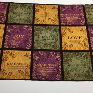 Fruit of the Spirit Fabric Panel 24&quot; by 44&quot;, Inspirational Bible Verses, Religious Blocks, Quilting, Apparel, 100% Cotton, B2-6
