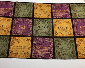 Fruit of the Spirit Fabric Panel 24&quot; by 44&quot;, Inspirational Bible Verses, Religious Blocks, Quilting, Apparel, 100% Cotton, B2-6