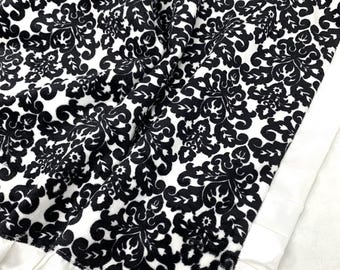 Damask Minky Baby Blanket 30" x 39", Black and White Nursery Bedding, Toddler Girl, Handmade Baby Shower Gift