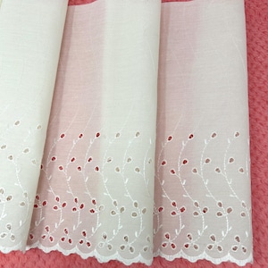 Off-White Eyelet Embroidery Fabric 51" long 13" wide, Apparel, Lightweight Cotton, Curtains Fabric, Eyelet Lace