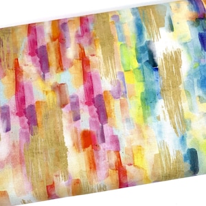 Rainbow Painting Watercolor Fabric, Fabric by the yard, Fat Quarter, Quilting, Apparel, 100% Cotton, R5-20