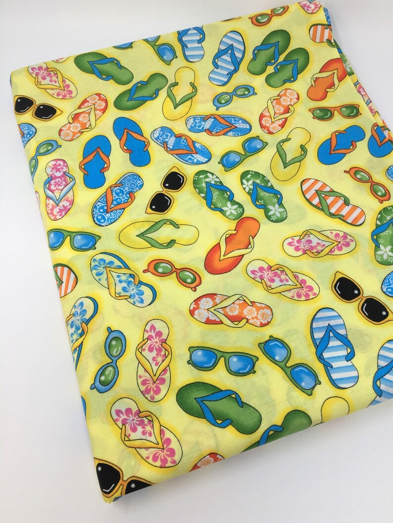 Fun in the Sun Fabric Flip Flop Fabric by the yard Fat | Etsy