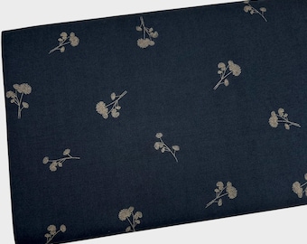 Navy Floral Fabric by the Yard, Blue Dandelion, Quilt Backing, Quilting Cotton R4.34