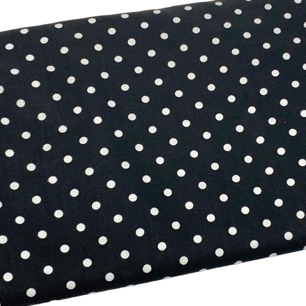 Black and White Dots Fabric, Polka Dots Fabric, Fabric by the yard, Fat Quarter, Quilting, Apparel, 100% Cotton ..