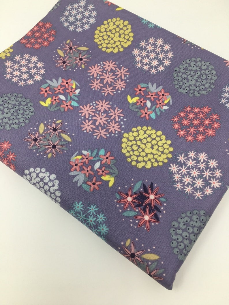P3-14 Purple Floral Fabric Apparel Fabric 100/% Cotton Fabric Floral Dot Fabric Quilting Fabric Fabric by the yard Fat Quarter
