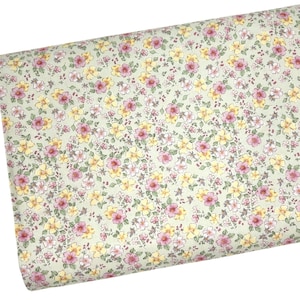 Spring Floral Fabric, Tiny Pink Flowers, Fabric by the yard, Fat Quarter, Quilting Fabric, Apparel, 100% Cotton, R7-29