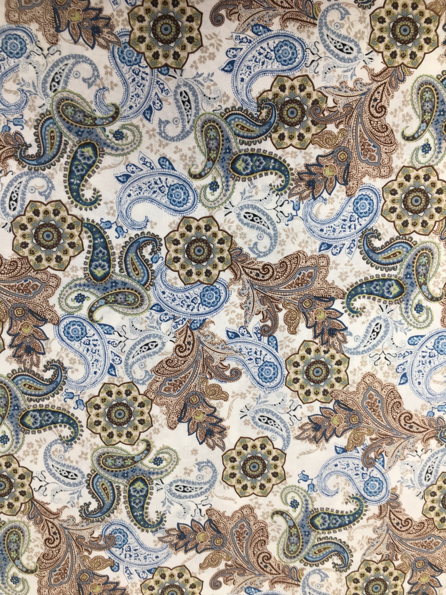Blue and Brown Paisley Fabric Fabric by the yard Fat Etsy