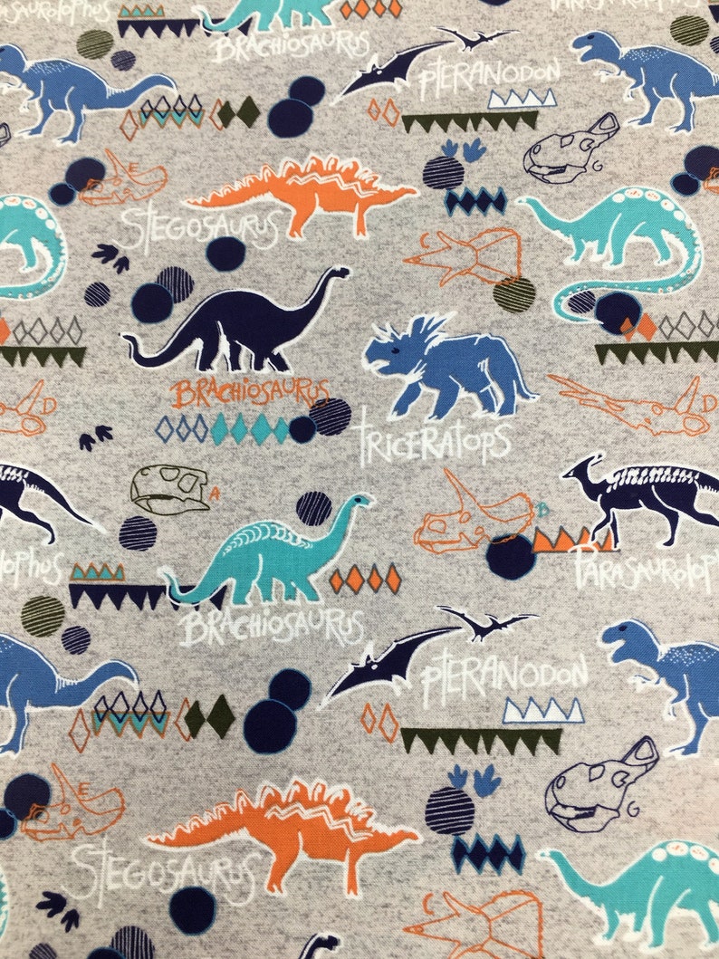 Apparel Fabric Dinosaur Gray Fabric by the yard 100/% Cotton Fabric Quilting Fabric End of the Bolt 27 Dino Fabric