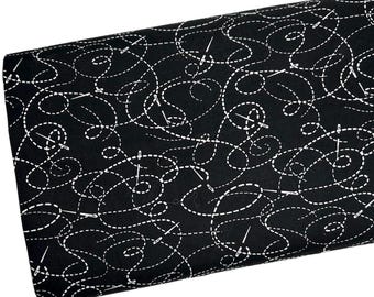 Black and White 108" Fabric by the Yard, Needle and Thread by Studio E, Quilt Backing, Quilting Cotton .