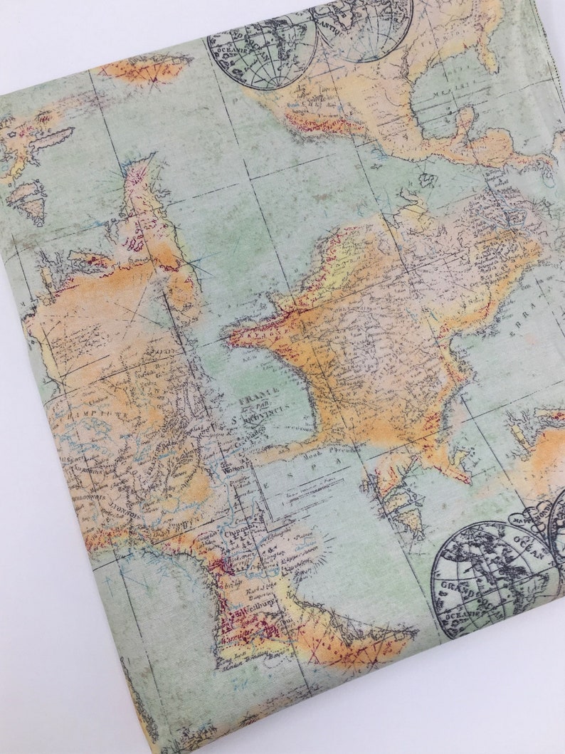 Explorer Map Nautical Fabric Fabric by the yard Quilting Etsy