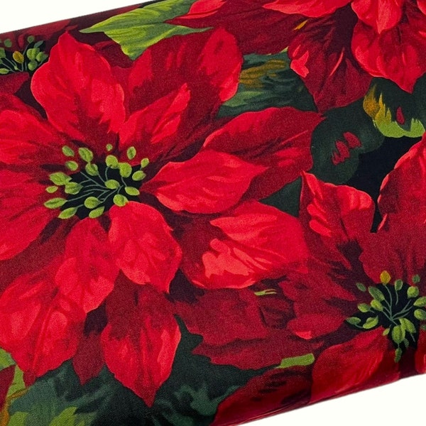 Red Flowers Fabric, Scarlet Poinsettia by Michael Miller CJ3059, Fabric by the yard, Fat Quarter, Quilting, Apparel, 100% Cotton