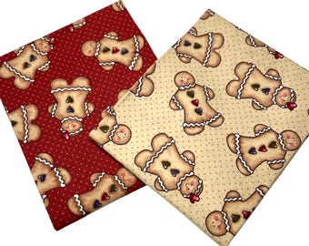 2 Fat Quarters Vintage Fabric, Grandma's Gingerbread, Quilt Precuts, Quilting Cotton
