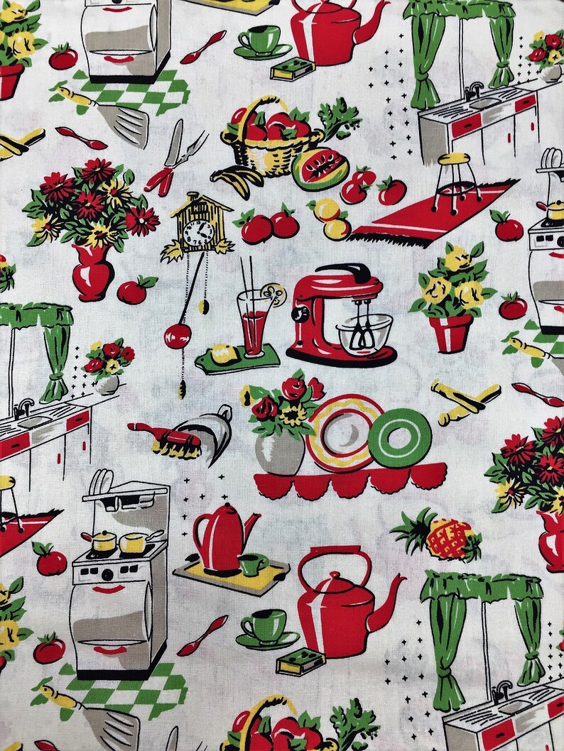 Retro Vintage Fifties Kitchen Fabric Michael Miller Fabric Etsy