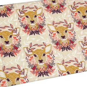 End of the Bolt 11"x 44" Floral Deer Fabric, Harmony - Oh Deer Blush by Riley Blake, Quilting Cotton