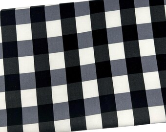 Black and White Buffalo Check Fabric by the yard, Quilting Cotton