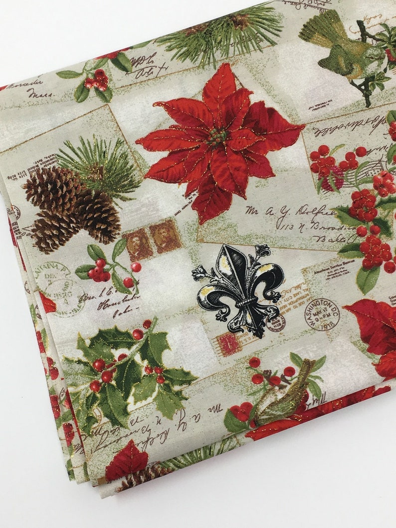 Fat Quarter Christmas Poinsettia 100/% Cotton Quilting Fabric