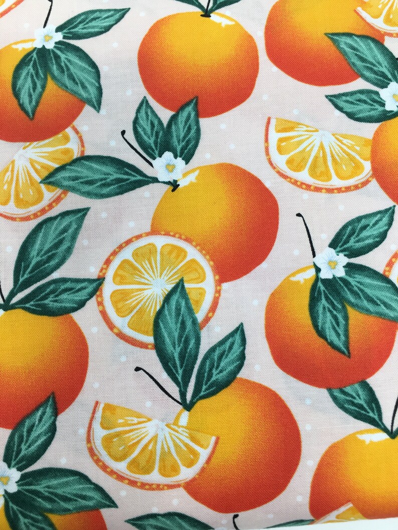 Orange Fruit Fabric Oranges on Blush Polka Dot Fabric by the Etsy