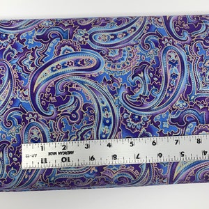 Blue and Purple Metallic Paisley Fabric by Hi-Fashion Fabrics, Fabric by the yard, Fat Quarter, Quilting, Apparel, 100% Cotton, R4-25.. image 3