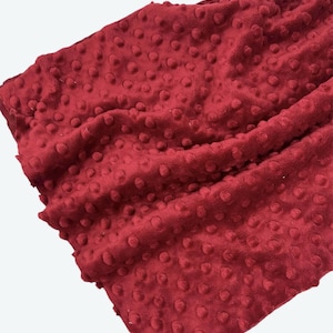 Remnant 9" by 42" Red Maroon Cuddle Dimple Minky Fabric, Soft Shannon Minky, Faux Fur Blanket