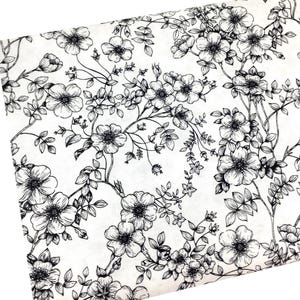 Black and White Flowers Fabric, Black Roses, Fabric by the yard, Fat Quarter, Quilting, Apparel, 100% Cotton, R1-4