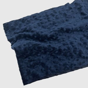 Remnant 11&quot; by 52&quot; Navy Cuddle Dimple Minky Fabric, Soft Shannon Minky, Faux Fur Blanket Fabric