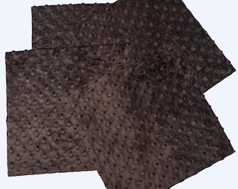 4 Minky Squares 10"x10", Dark Brown Cuddle Dimple Minky Fabric, Precut Bundle, Soft Shannon Minky, Faux Fur Blanket Blocks