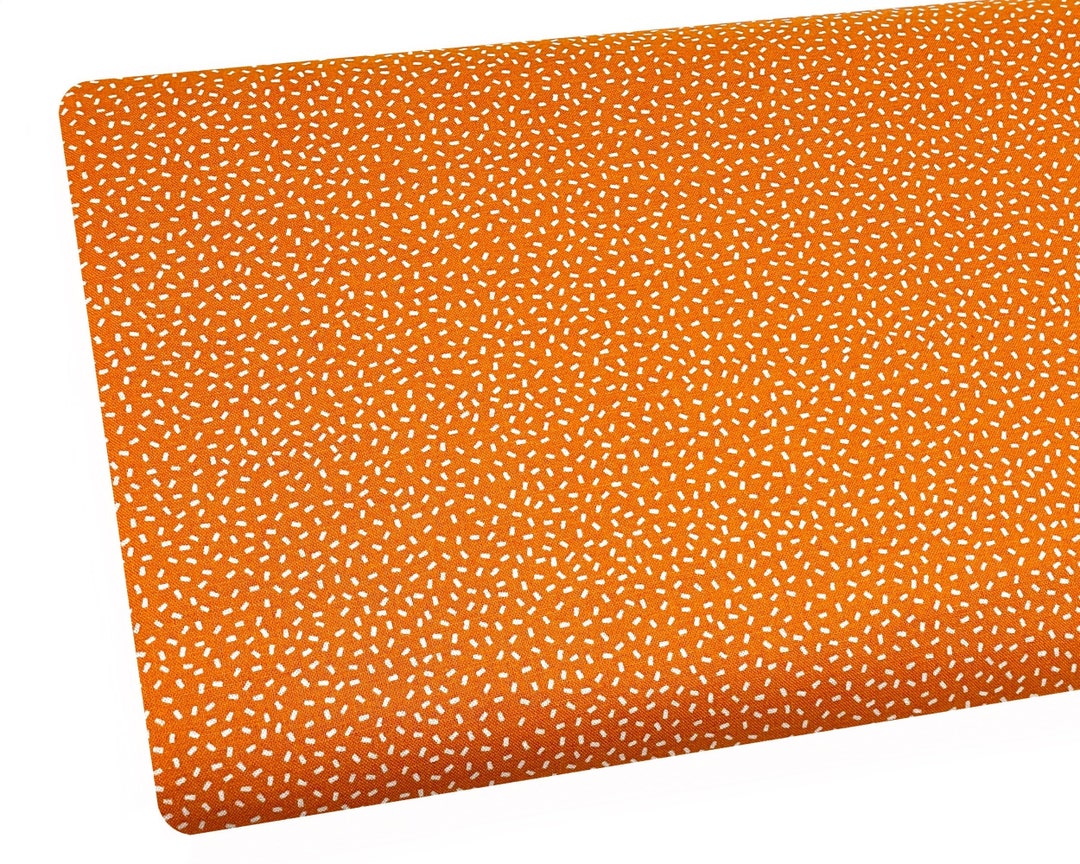 Orange Confetti Fabric, White Dots, Fabric by the Yard, Quilt Backing