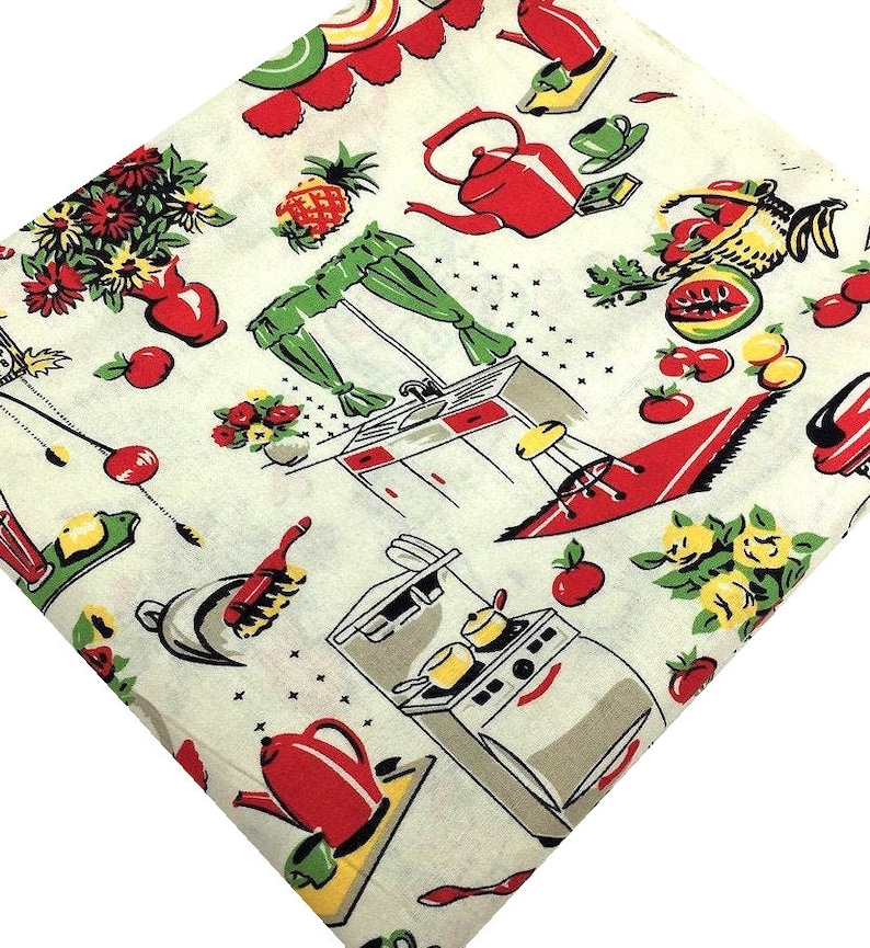 Retro Vintage Fifties Kitchen Fabric Michael Miller Fabric Etsy