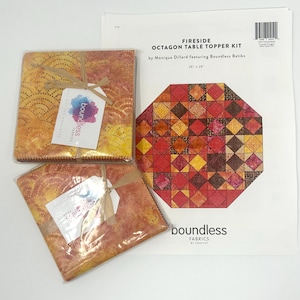Fireside Octagon Table Topper Kit, Size 28&quot; x 28&quot; by Monique Dillard, Boundless Batiks, Rare QuiltPattern