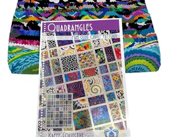 Rare Quilt Kit 61"x75", Quadrangles Pattern and 20 Fat Quarters, Kaffe Collective, Quilting Cotton