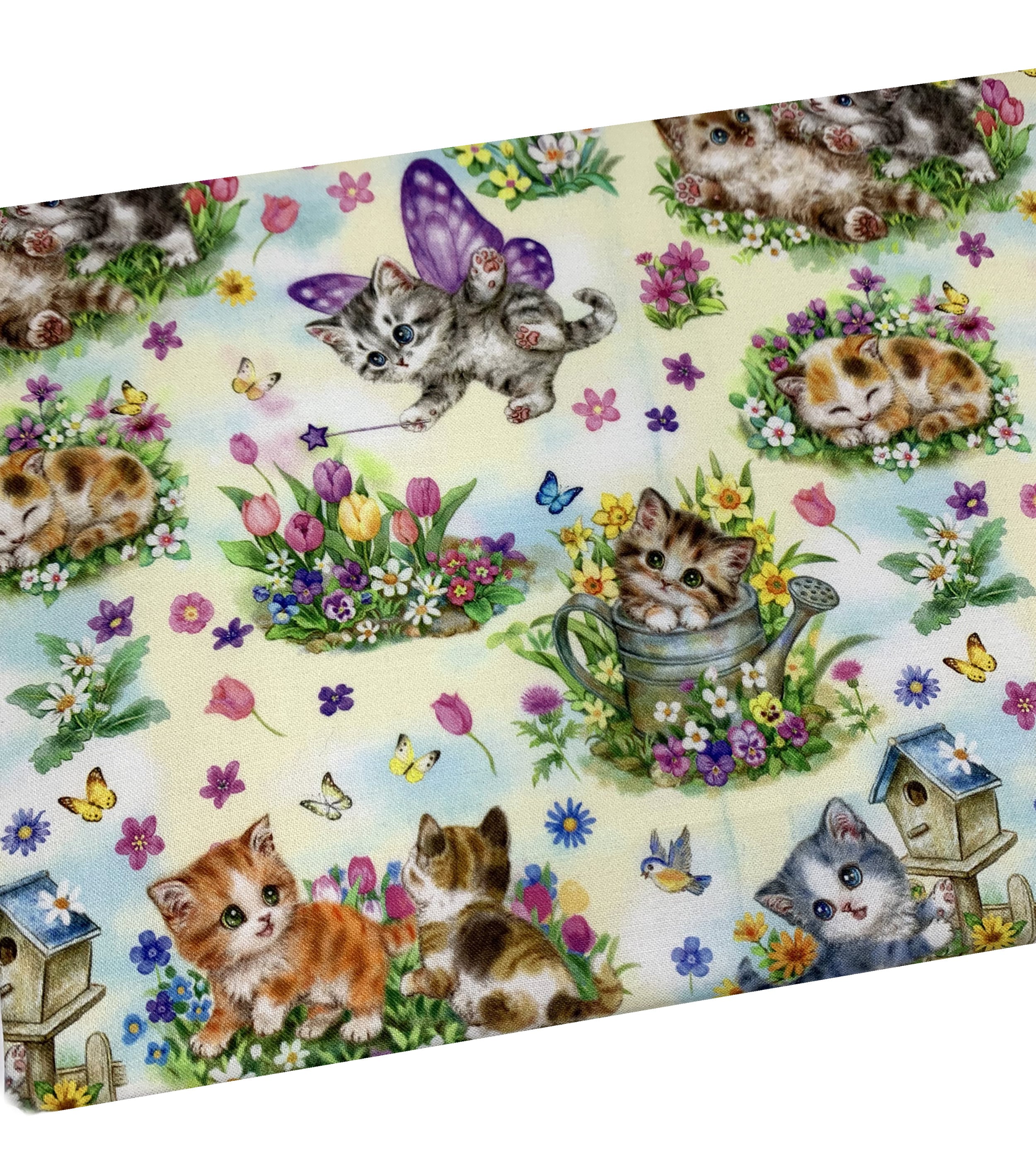 Cats and Flowers Fabric