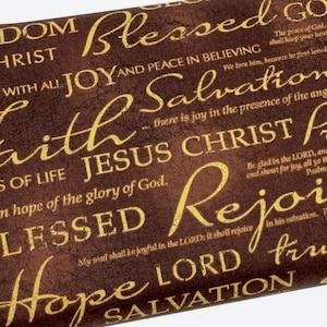 Religious Christian Fabric by the Yard, Brown Gold Faith Bible, Quilting Cotton, B2-3