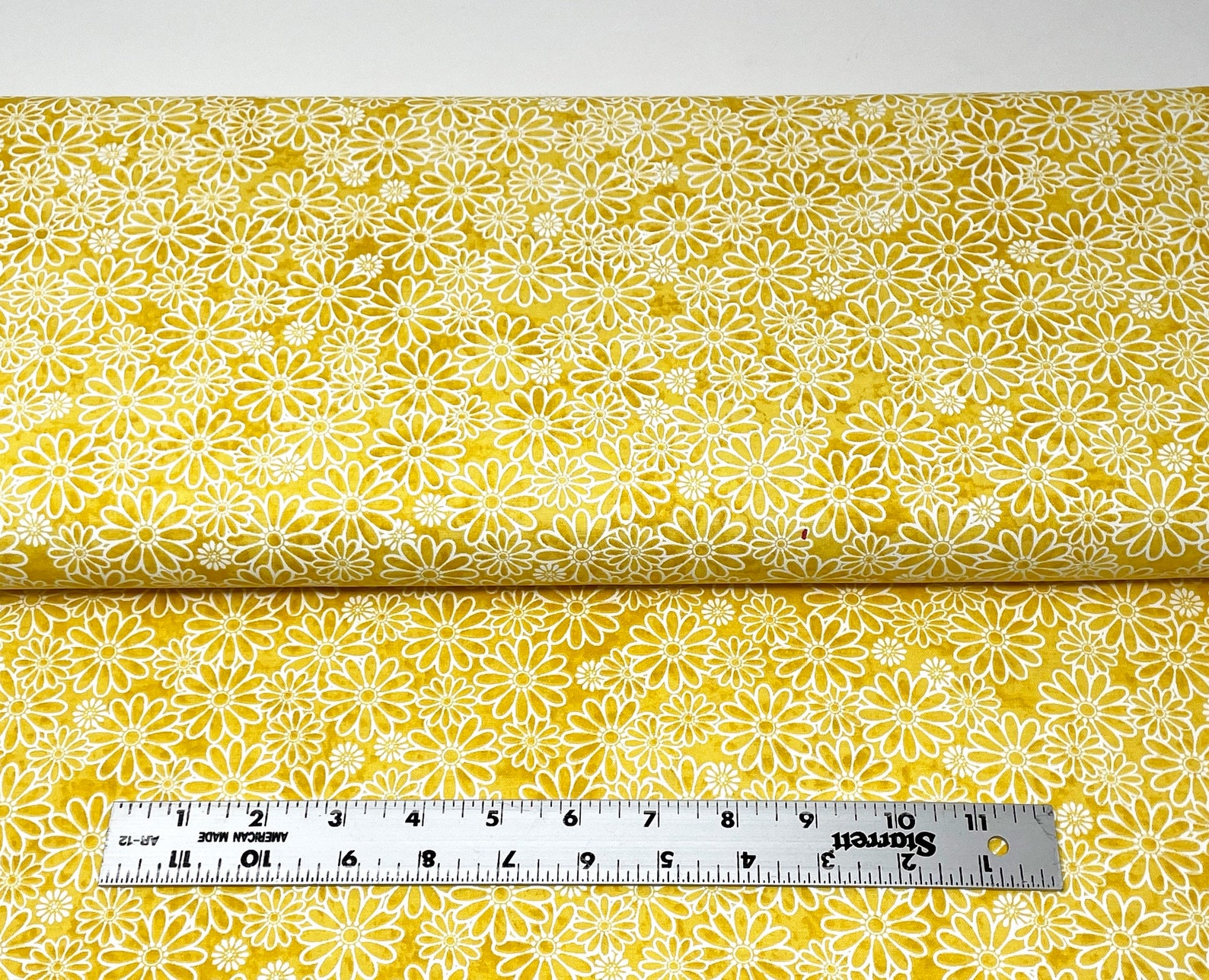 Yellow Daisy Delight Fabric White Flowers Fabric by the | Etsy UK