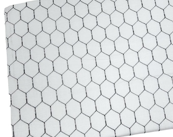 Chicken Wire Fabric by the Yard, Black and White Quilting Cotton, R1-35