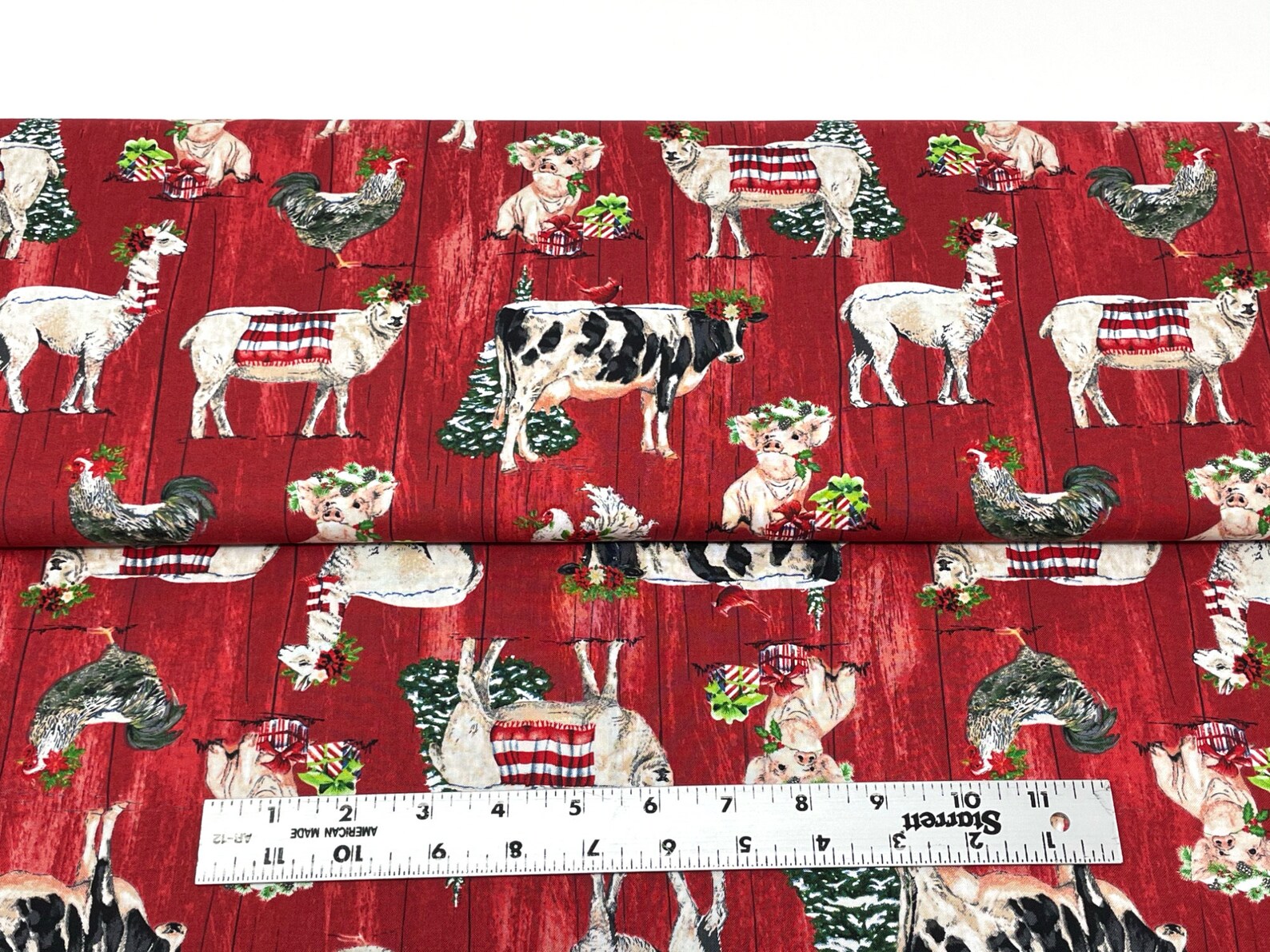 Farm Animals on Red Fabric Dairy Farm Fabric by the yard Fat Etsy