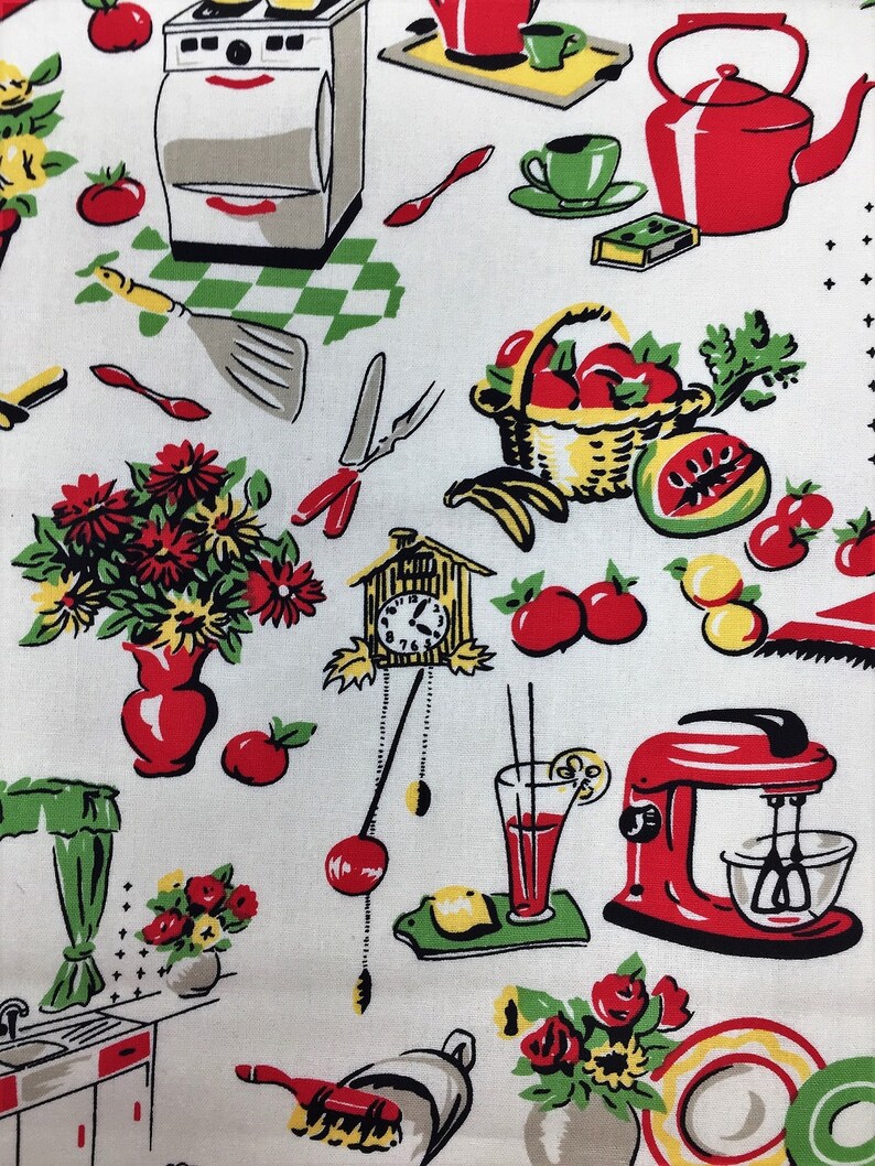 Retro Vintage Fifties Kitchen Fabric Michael Miller Fabric Etsy