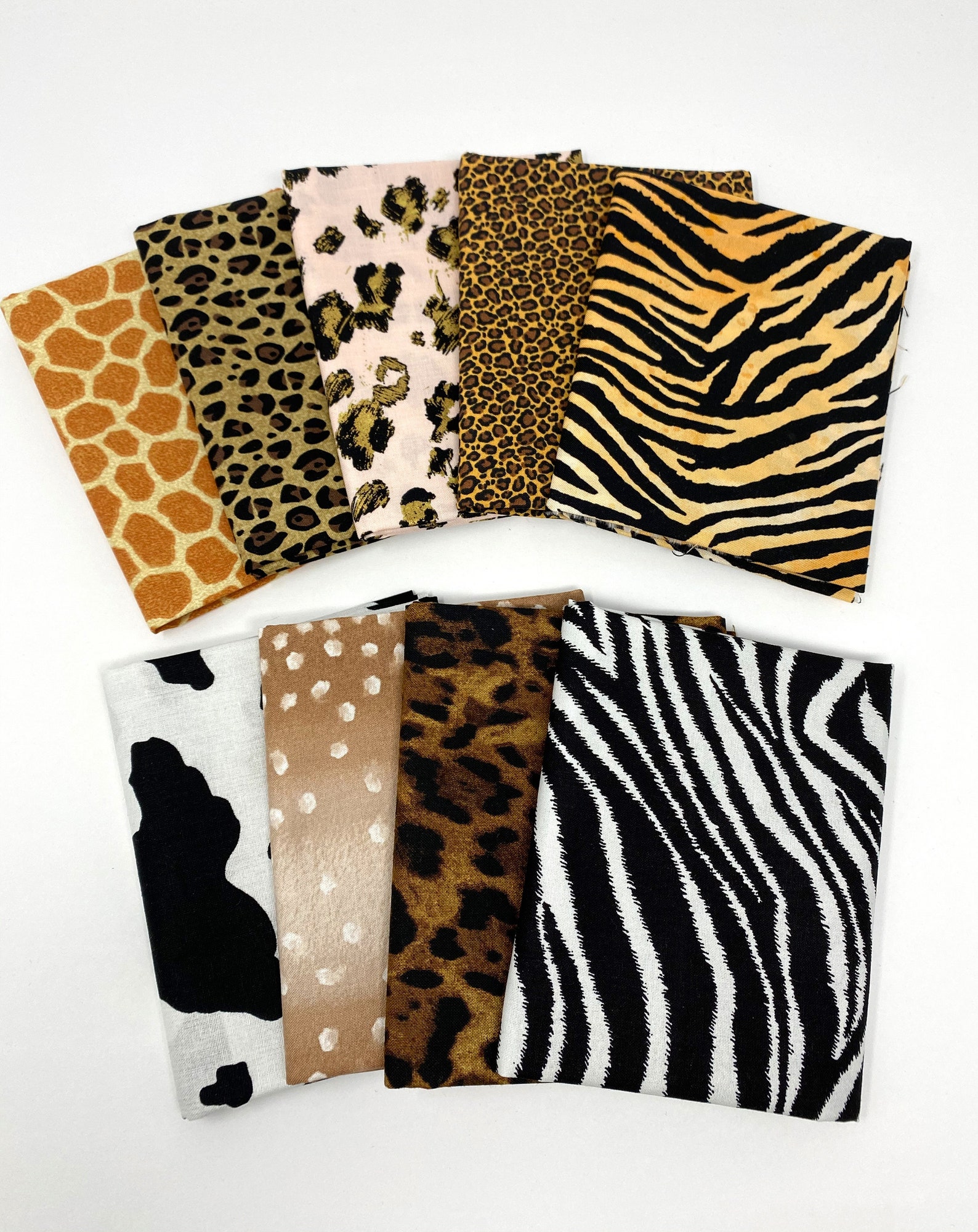 Animal Print Fabric Bundle 9 Fat Quarters Leopard Tiger - Etsy