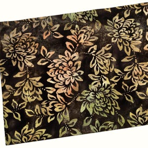 End of the Bolt 17&quot; by 44&quot; Brown Floral Batik Fabric, Quilting, Apparel, 100% Cotton