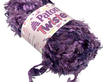 Purple Fuzzy Yarn, Twister by Patons, Eyelash Yarn, Knitting Supplies, Crochet