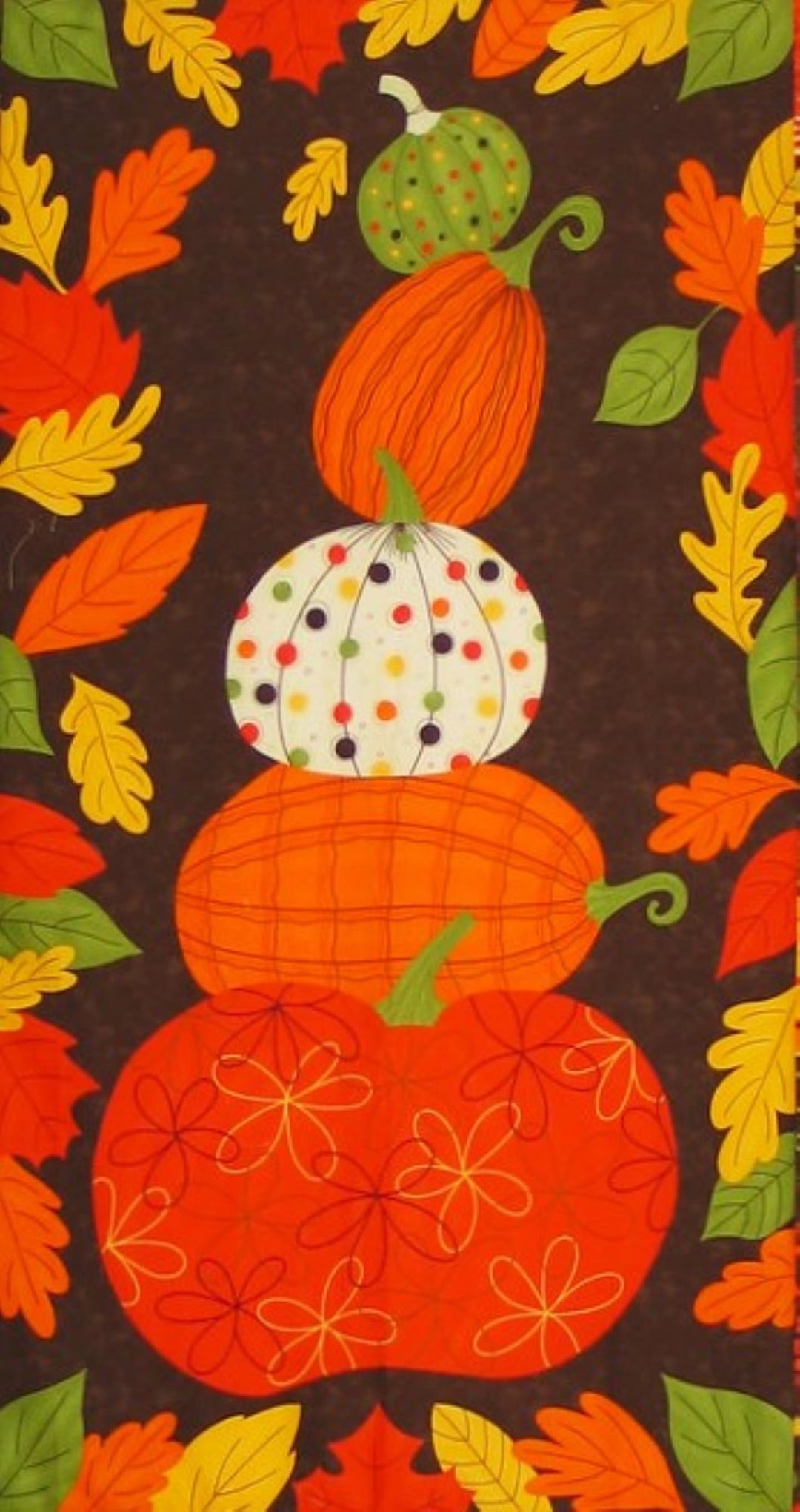 Fall Fabric Panel 24 by 44 Pumkin Gone Wild by Sandy Gervais for Moda ...