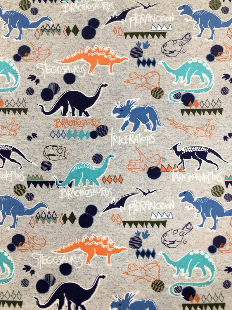 Apparel Fabric Dinosaur Gray Fabric by the yard 100/% Cotton Fabric Quilting Fabric End of the Bolt 27 Dino Fabric