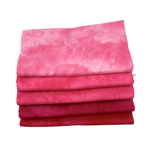 5 Fat Quarters Fabric Bundle, Red and Pink Blender, Quilt Precut, Quilting, Apparel, 100% Cotton Fabric