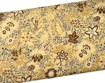 108" Wide Tan Floral Fabric by the Yard, Northern Lights Southern Skies 2011, Quilting Backing Cotton