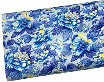 Rare Blue Flowers Fabric by the Yard, Fleurette for Benartex 592, Quilting Cotton